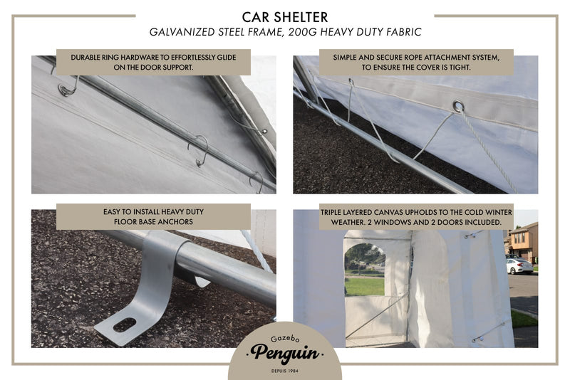 Deluxe Double Car Shelter 18x20 ft