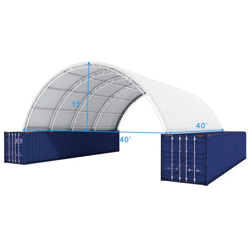 Gold Mountain Shipping Container Canopy Shelter Double Truss 40'x40'x15' 22oz PVC - SC000131 - Serenity Provision