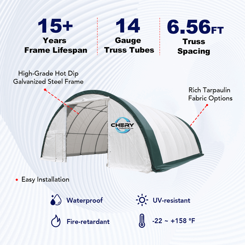 Gold Mountain Single Truss Arch Storage Shelter W30'xL65'xH15'
