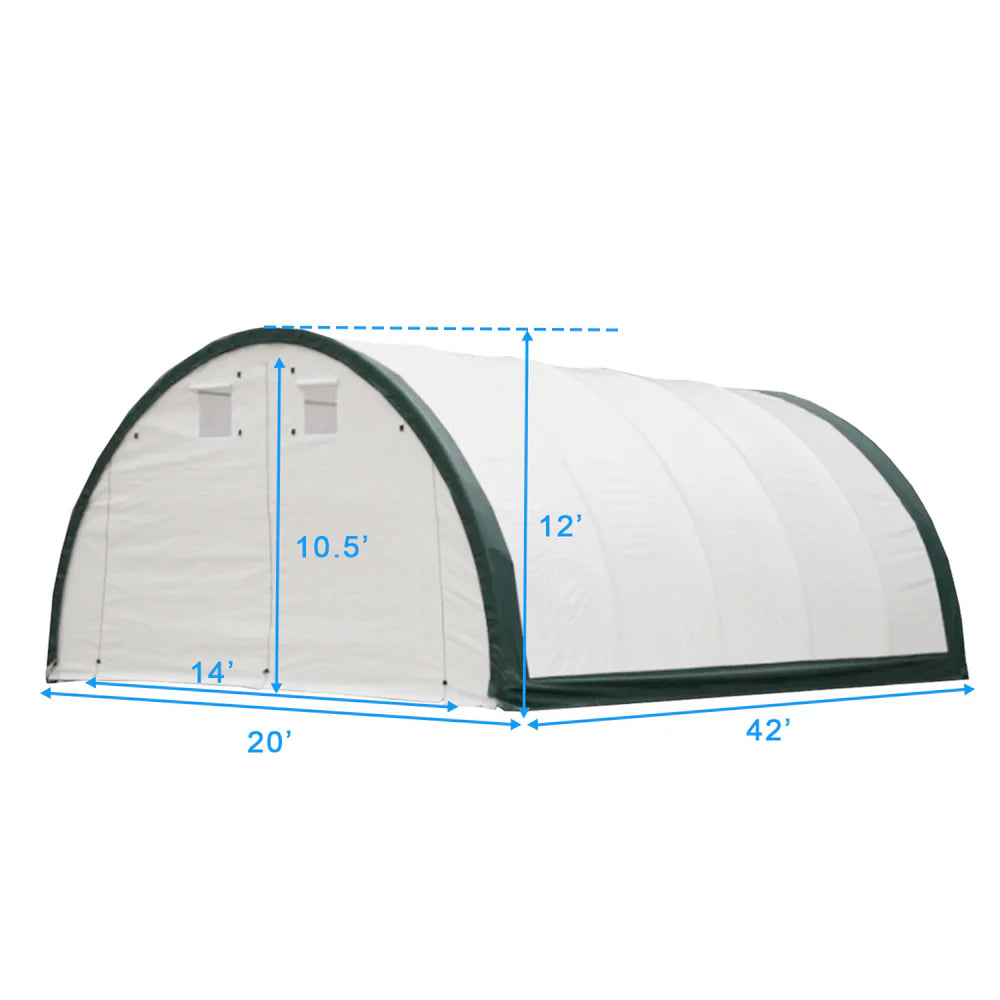 Gold Mountain Single Truss Arch Storage Shelter W20'xL42'xH12' - SUISS204212OZ11 - Serenity Provision