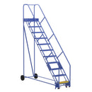 Vestil Steel Rolling Warehouse Ladder 50 Degree 11 Perforated 23-9/16 In. Step Width 350 Lb. Capacity Blue - LAD-11-14-P-EZ