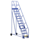 Vestil Steel Rolling Warehouse Ladder 58 Degree 14 Perforated 23-9/16 In. Step Width 350 Lb. Capacity Blue - LAD-14-21-P