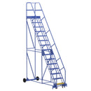 Vestil Steel Rolling Warehouse Ladder 58 Degree 15 Grip Strut 23-9/16 In. Step Width 350 Lb. Capacity Blue - LAD-15-14-G