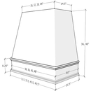 White Wood Range Hood With Tapered Front and Decorative Trim - 30", 36", 42", 48", 54" and 60" Widths Available