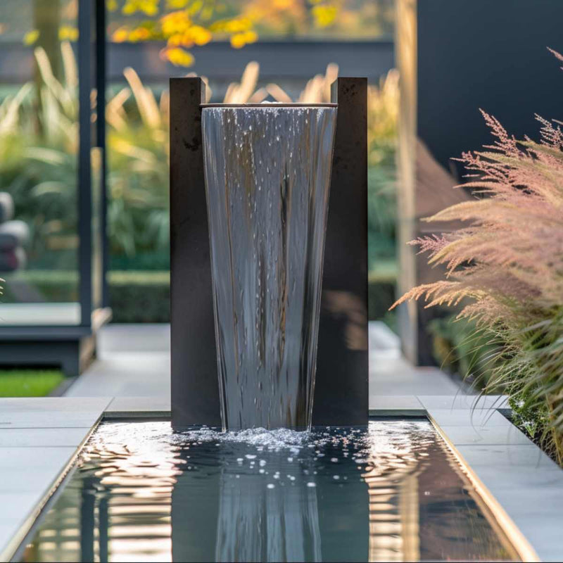 Aura Single Scupper Fountain | Metal Wall Waterfall