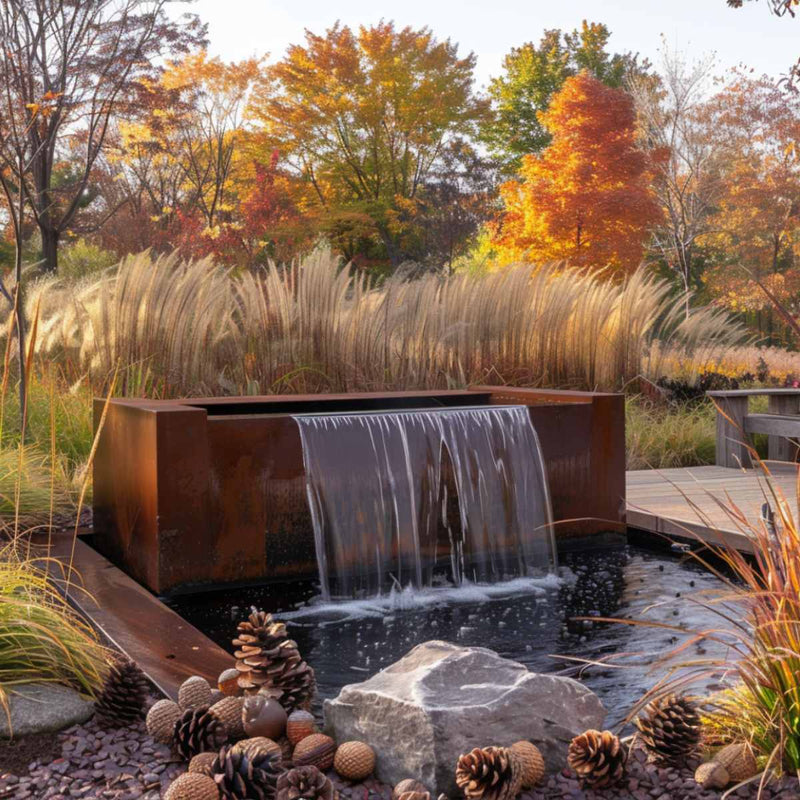 Aura Single Scupper Fountain | Metal Wall Waterfall