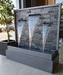 Aura Three Scupper Waterfall | Stone And Metal Outdoor Fountain