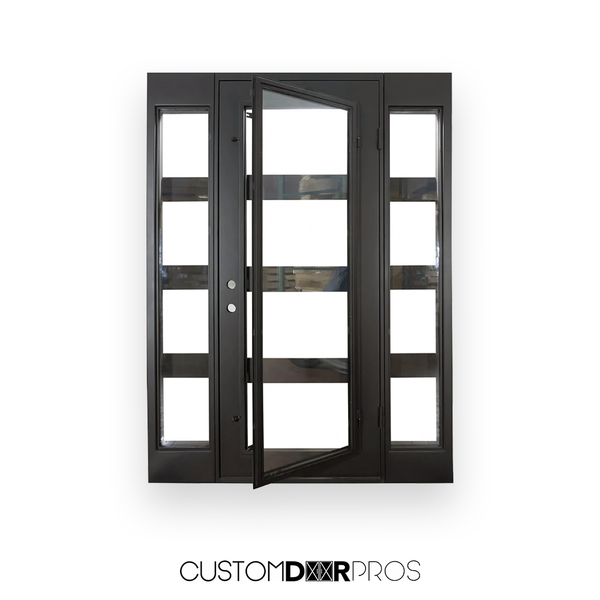 Custom Iron Door Pros Atlas II Single hinged door with Sidelights
