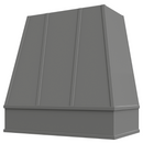 Grey Wood Range Hood With Tapered Strapped Front and Block Trim - 30", 36", 42", 48", 54" and 60" Widths Available
