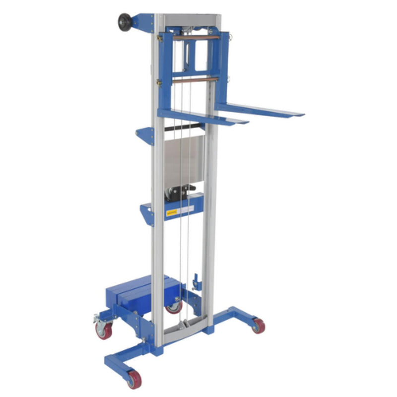 Vestil Aluminum/Steel Manual Hand Winch Lift Truck With Counter Balance 400 Lb. Capacity Silver/Blue - A-LIFT-CB-HP