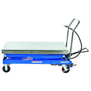 Vestil Carbon Steel Air/Hydraulic Scissor Lift Cart 47-1/2 In. x 24 In. Platform With Poly-On-Poly Casters 1,500 Lb. Capacity Blue/Silver - AIR-1500-D