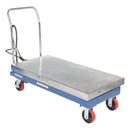 Vestil Carbon Steel Air/Hydraulic Scissor Lift Cart 47-1/4 In. x 24 In. Platform With Poly-On-Poly Casters 2,000 Lb. Capacity Blue/Silver - AIR-2000