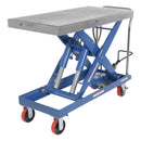 Vestil Carbon Steel Air/Hydraulic Scissor Lift Cart 47-1/4 In. x 24 In. Platform With Poly-On-Poly Casters 2,000 Lb. Capacity Blue/Silver - AIR-2000