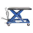 Vestil Carbon Steel Air/Hydraulic Scissor Lift Cart 47-1/4 In. x 24 In. Platform With Poly-On-Poly Casters 2,000 Lb. Capacity Blue/Silver - AIR-2000
