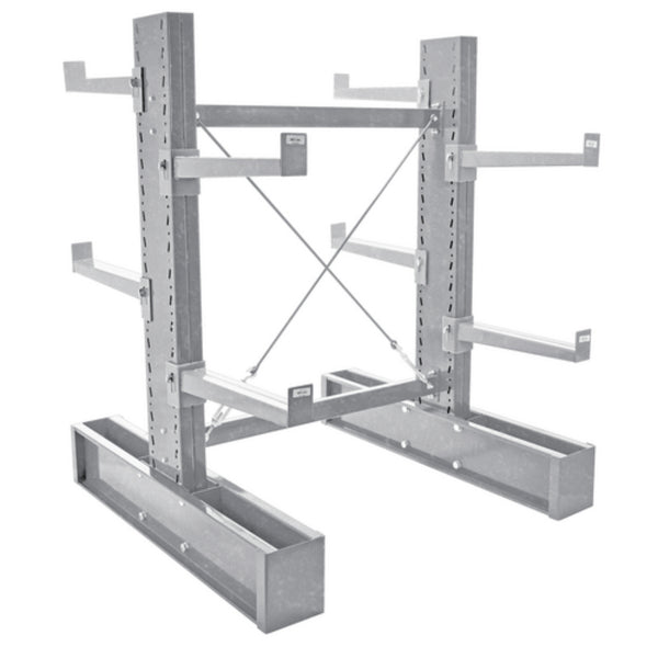 Vestil Galvanized Medium Duty Double Sided Cantilever Rack Set 36 In. Arms 16,400 Lb. Capacity Silver - MDU-C-6-36-G-SET