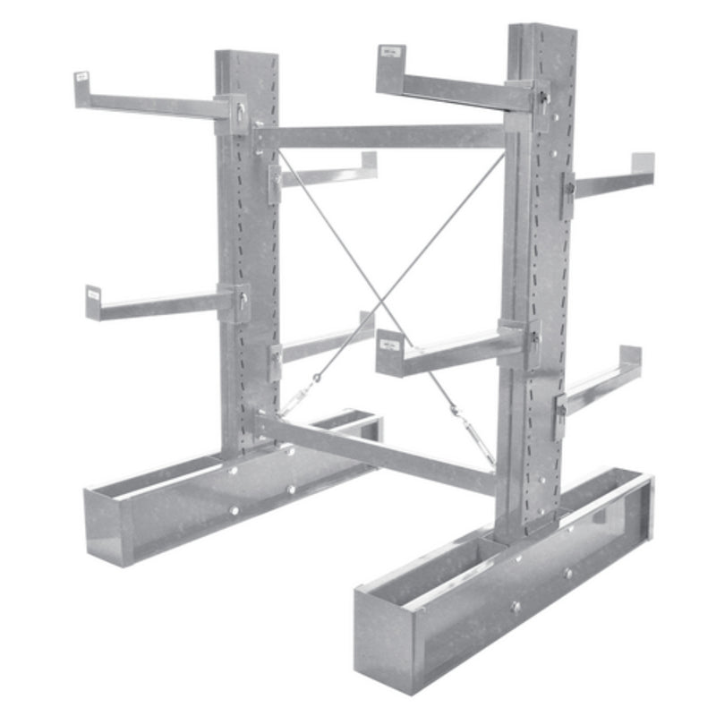 Vestil Galvanized Medium Duty Double Sided Cantilever Rack Set 36 In. Arms 16,400 Lb. Capacity Silver - MDU-C-6-36-G-SET