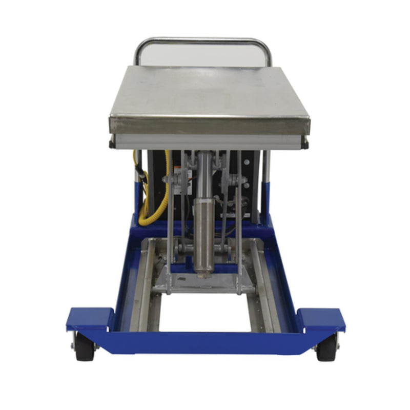 Vestil Partially Stainless Steel DC Powered Scissor Cart 36 In. x 24 In. 1500 Lb. Capacity Blue / Yellow - CART-23-15-DC-PSS