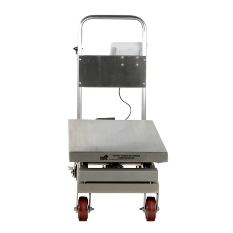 Vestil Partially Stainless Steel Scissor Cart with Scale 19-1/2 In. x 32 In. 500 Lb. Capacity Blue/Silver - CART-500-SCL-PSS