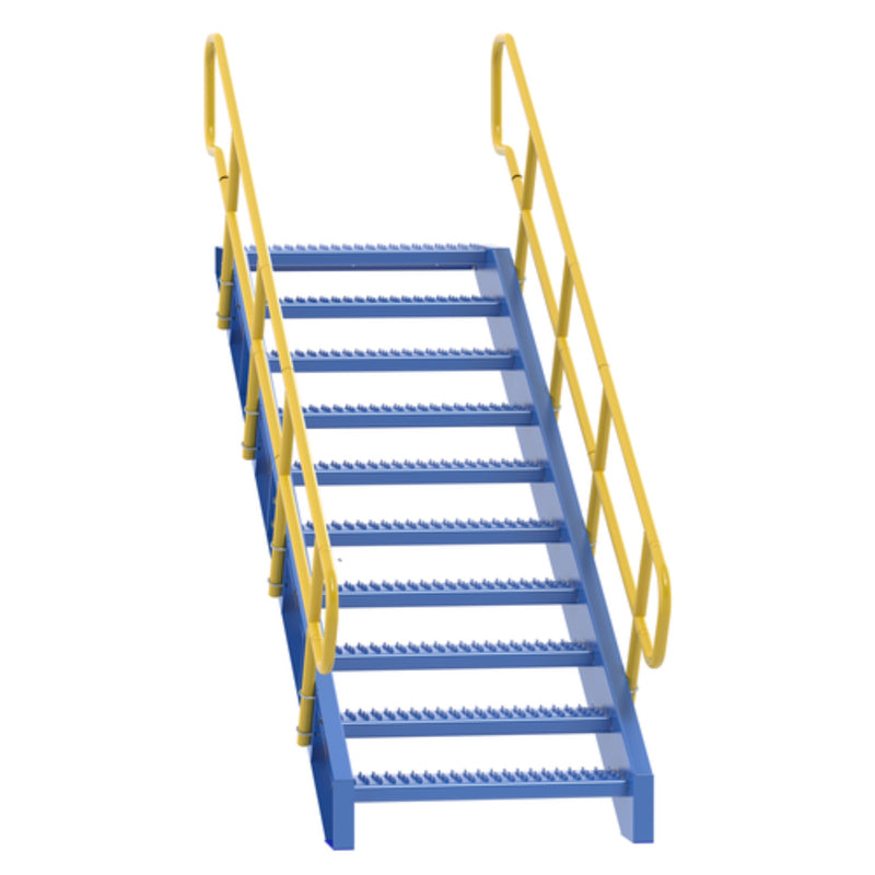Vestil Steel 10 Step Modular Style Stairway Top Step 72 In. 1,000 Lb. Capacity Blue / Yellow - STAIR-72
