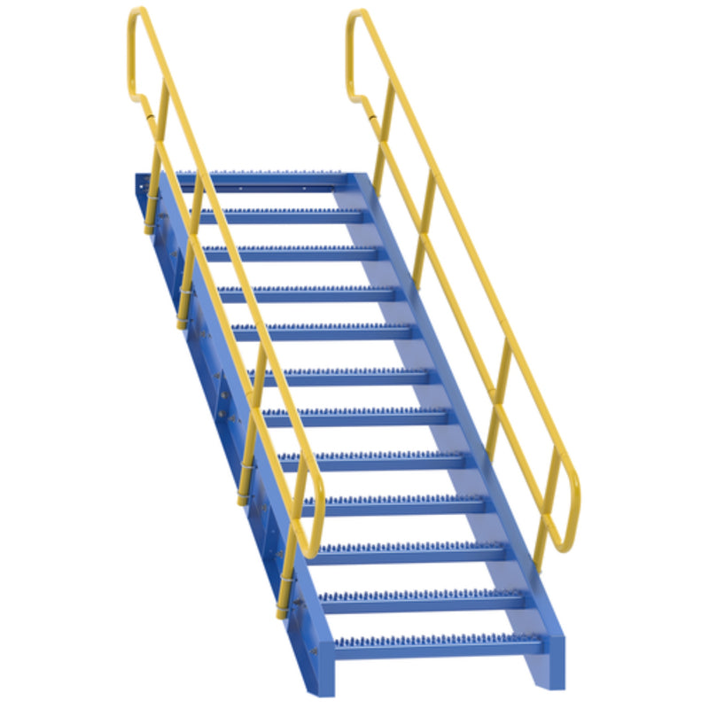Vestil Steel 12 Step Modular Style Stairway Top Step 84 In. 1,000 Lb. Capacity Blue / Yellow - STAIR-84