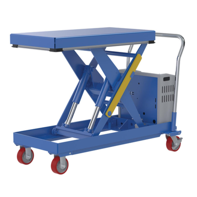 Vestil Steel 12V DC Hydraulic Elevating Cart 20 In. x 33 In. 500 Lb. Capacity Blue - CART-500-2033-DC