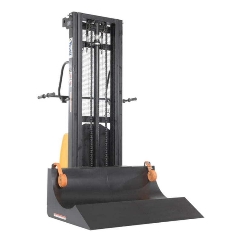 Vestil Steel 12 Volt DC Roll Lifter Transporter 15-3/4 In. Roll Diameter 600 Lb. Capacity Black/Yellow - HYD-ROLL-47-DC
