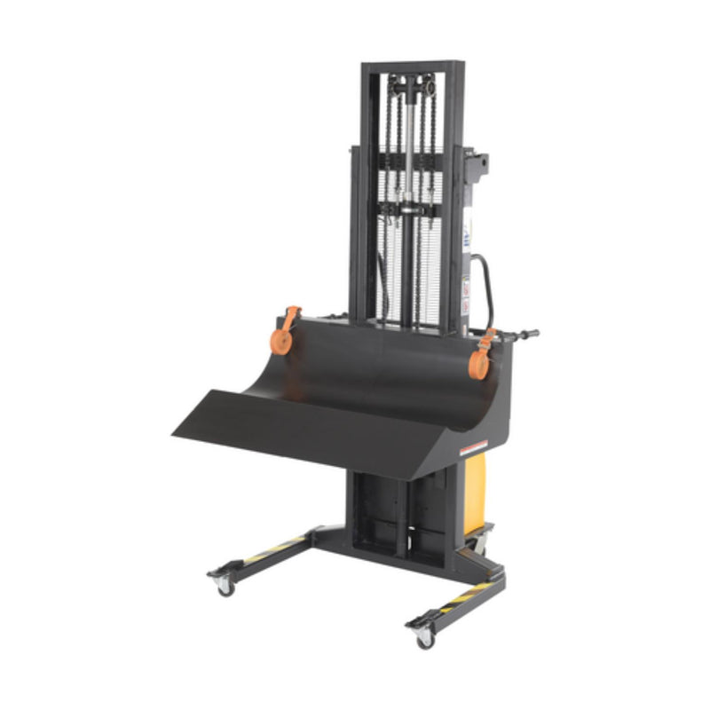 Vestil Steel 12 Volt DC Roll Lifter Transporter 15-3/4 In. Roll Diameter 600 Lb. Capacity Black/Yellow - HYD-ROLL-47-DC