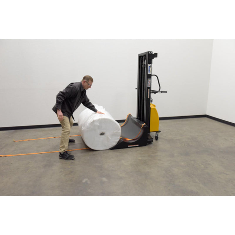 Vestil Steel 12 Volt DC Roll Lifter Transporter 15-3/4 In. Roll Diameter 600 Lb. Capacity Black/Yellow - HYD-ROLL-47-DC