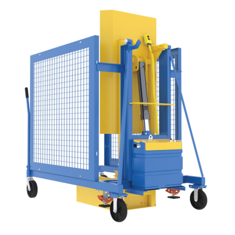 Vestil Steel AC Powered Trash Can Dumper 60 In. Maximum Dump Height Blue / Yellow - TCD-M-60-AC