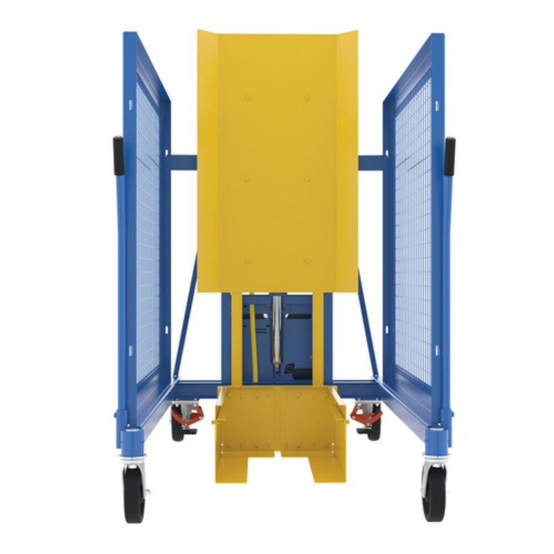 Vestil Steel AC Powered Trash Can Dumper 60 In. Maximum Dump Height Blue / Yellow - TCD-M-60-AC