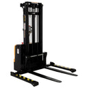Vestil Steel Adjustable Double Mast Stacker 101 In. Raised Height 2200 Lb. Capacity Black / Yellow - S-101-AA-DM