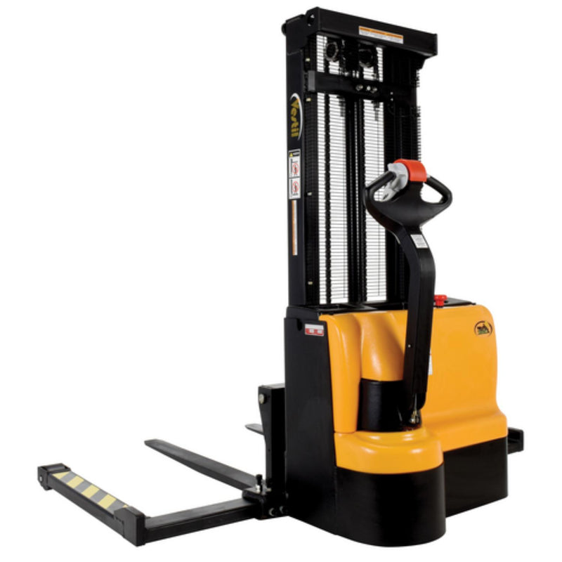 Vestil Steel Adjustable Double Mast Stacker 101 In. Raised Height 2200 Lb. Capacity Black / Yellow - S-101-AA-DM