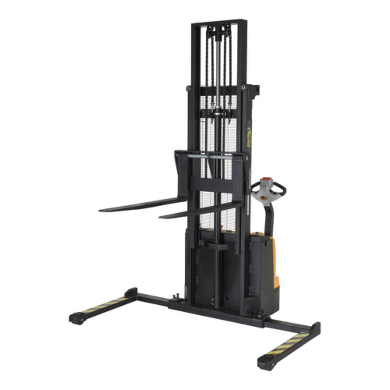 Vestil Steel Adjustable Double Mast Stacker 150 In. Raised Height 2200 Lb. Capacity Black / Yellow - S-150-AA-DM