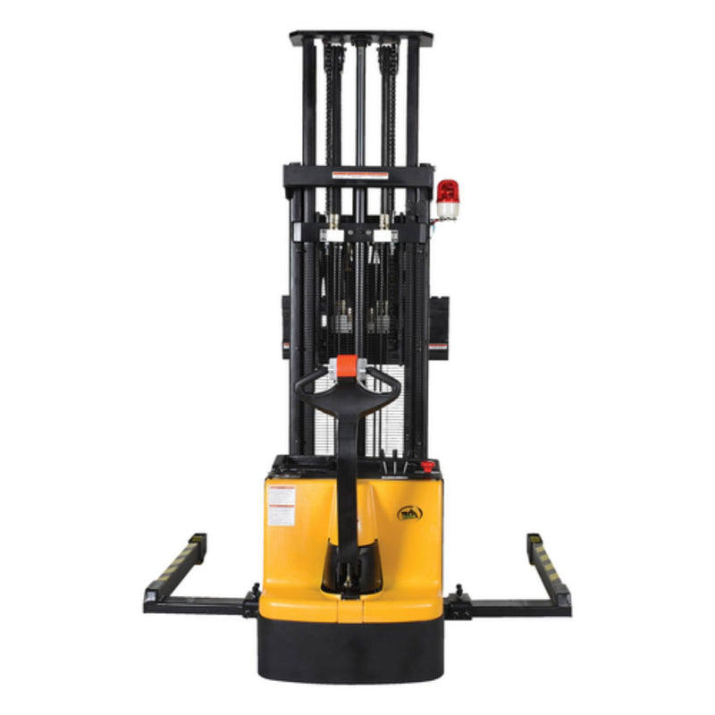 Vestil Steel Adjustable Extendable Fork Stacker 118 In. Raised Height 1500 Lb. Capacity Black / Yellow - S-118-AA-FR