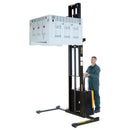 Vestil Steel Adjustable Powered Lift Stacker 150 In. Raised Height 2000 Lb. Capacity Black / Yellow - S-150-AA