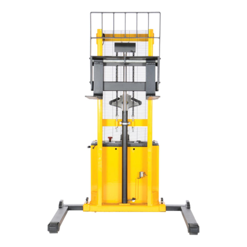 Vestil Steel Adjustable Powered Lift Stacker 62 In. Raised Height 2,000 Lb. Capacity Black / Yellow - S-62-AA