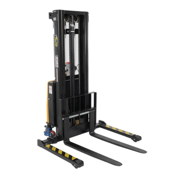 Vestil Steel Adjustable Stacker with Power Traction Drive System 137 In. Raised Height 2,000 Lb. Capacity Black / Yellow - SL-137-AA-PTDS