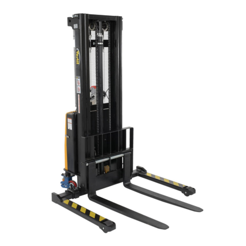 Vestil Steel Adjustable Stacker with Power Traction Drive System 137 In. Raised Height 2,000 Lb. Capacity Black / Yellow - SL-137-AA-PTDS