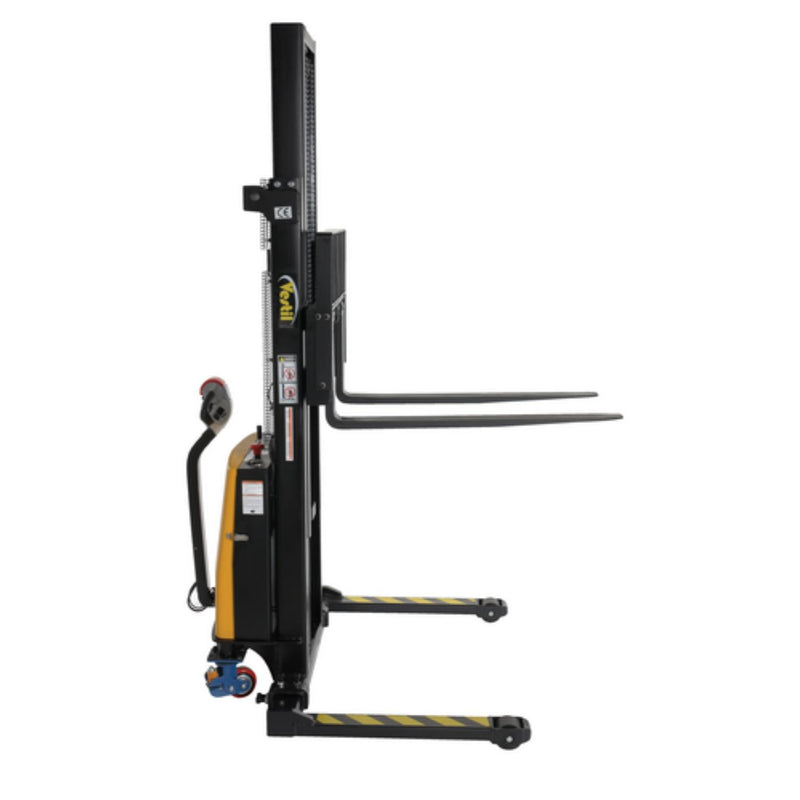 Vestil Steel Adjustable Stacker with Power Traction Drive System 137 In. Raised Height 2,000 Lb. Capacity Black / Yellow - SL-137-AA-PTDS