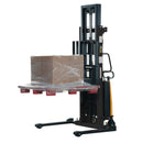 Vestil Steel Adjustable Stacker with Powered Lift 118 In. Raised Height 2,000 Lb. Capacity Black / Yellow - SL-118-AA