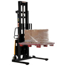 Vestil Steel Adjustable Stacker with Powered Lift 137 In. Raised Height 2,000 Lb. Capacity Black / Yellow - SL-137-AA