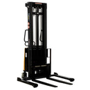 Vestil Steel Adjustable Stacker with Powered Lift 150 In. Raised Height 2,000 Lb. Capacity Black / Yellow - SL-150-AA