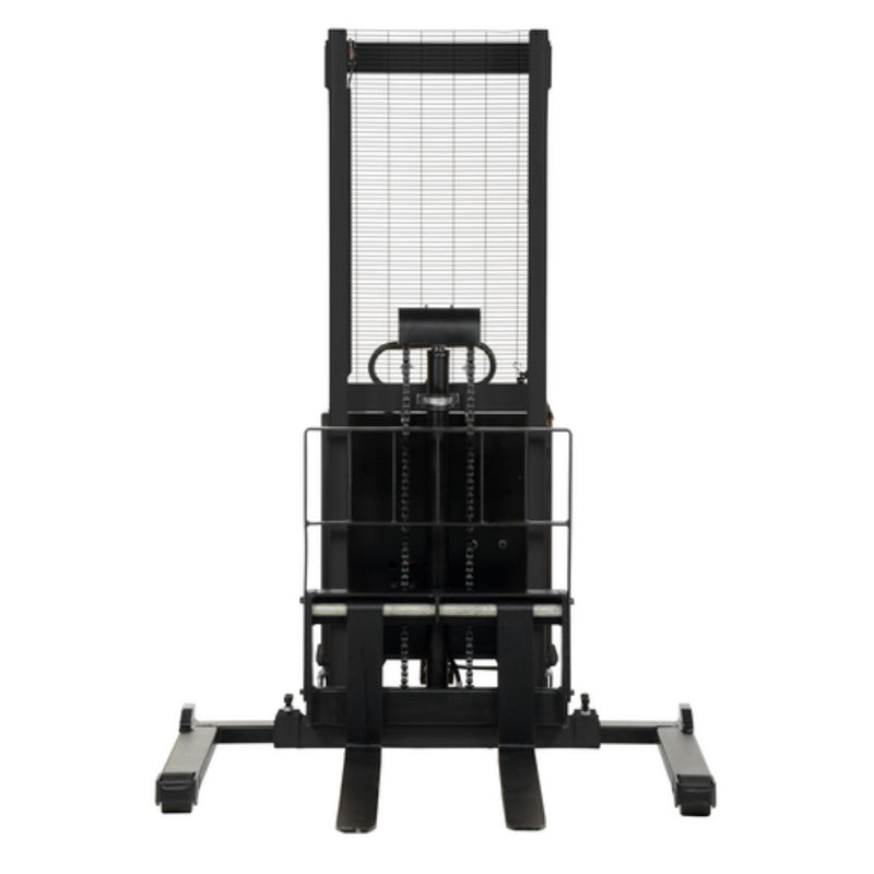 Vestil Steel Adjustable Stacker with Powered Lift 63 In. Raised Height 2,000 Lb. Capacity Black/Yellow - SL-63-AA