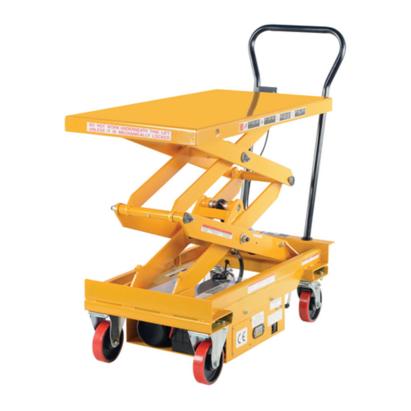 Vestil Steel DC Powered Hydraulic Double Scissor Cart 20-1/2 In. x 39-3/4 In. 1000 Lb. Capacity Yellow - CART-1000D-DC