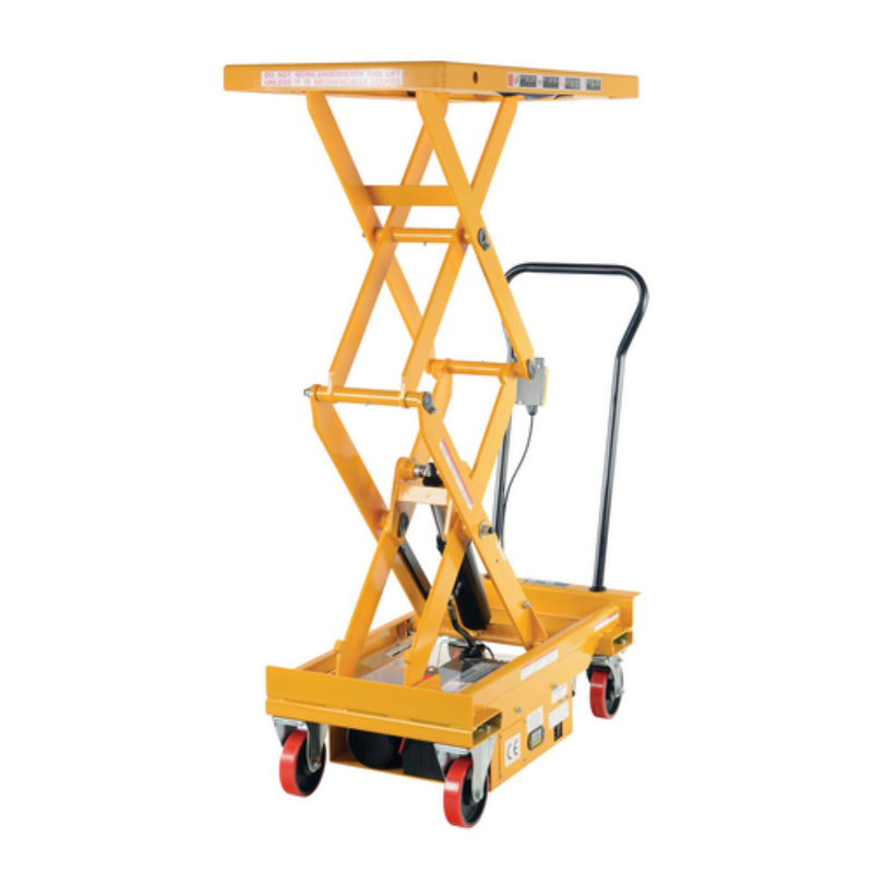Vestil Steel DC Powered Hydraulic Double Scissor Cart 20-1/2 In. x 39-3/4 In. 1000 Lb. Capacity Yellow - CART-1000D-DC