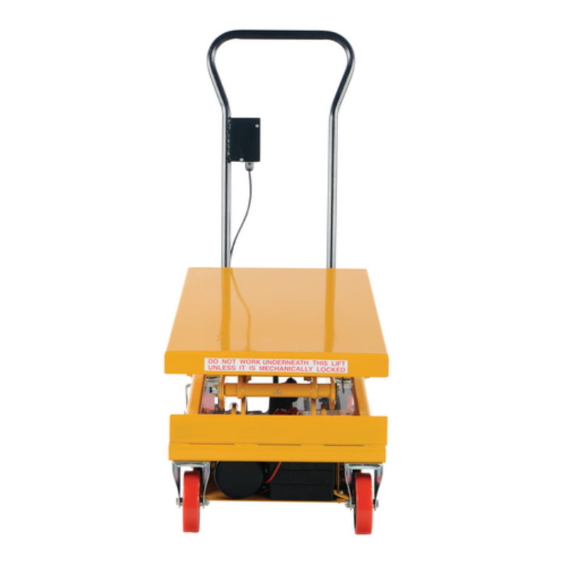 Vestil Steel DC Powered Hydraulic Double Scissor Cart 20-1/2 In. x 39-3/4 In. 1000 Lb. Capacity Yellow - CART-1000D-DC