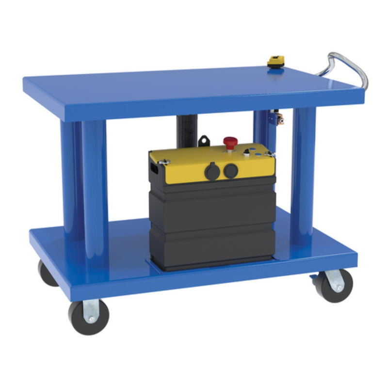 Vestil Steel DC Powered Hydraulic Post Table 32 In x 48 In 4,000 Lb. Capacity Blue - HT-40-3248-DC