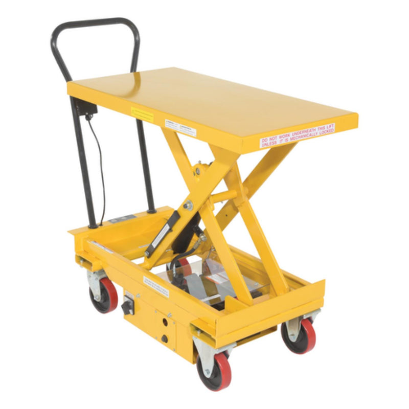 Vestil Steel DC Powered Hydraulic Single Scissor Cart 20-1/2 In. x 39-3/4 In. 1000 Lb. Capacity Yellow - CART-1000-DC