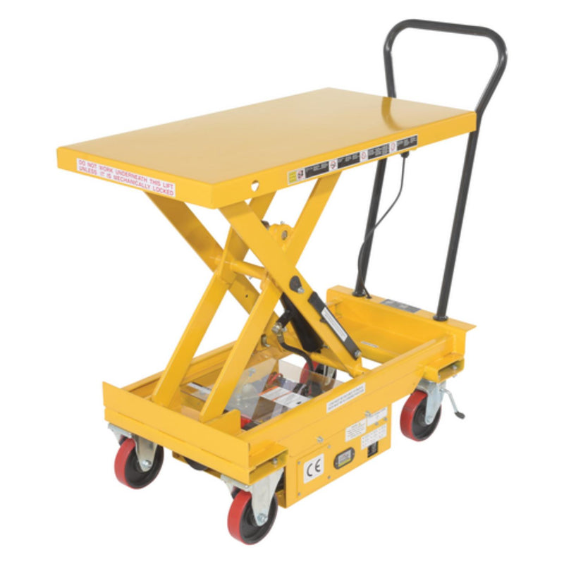 Vestil Steel DC Powered Hydraulic Single Scissor Cart 20-1/2 In. x 39-3/4 In. 1000 Lb. Capacity Yellow - CART-1000-DC
