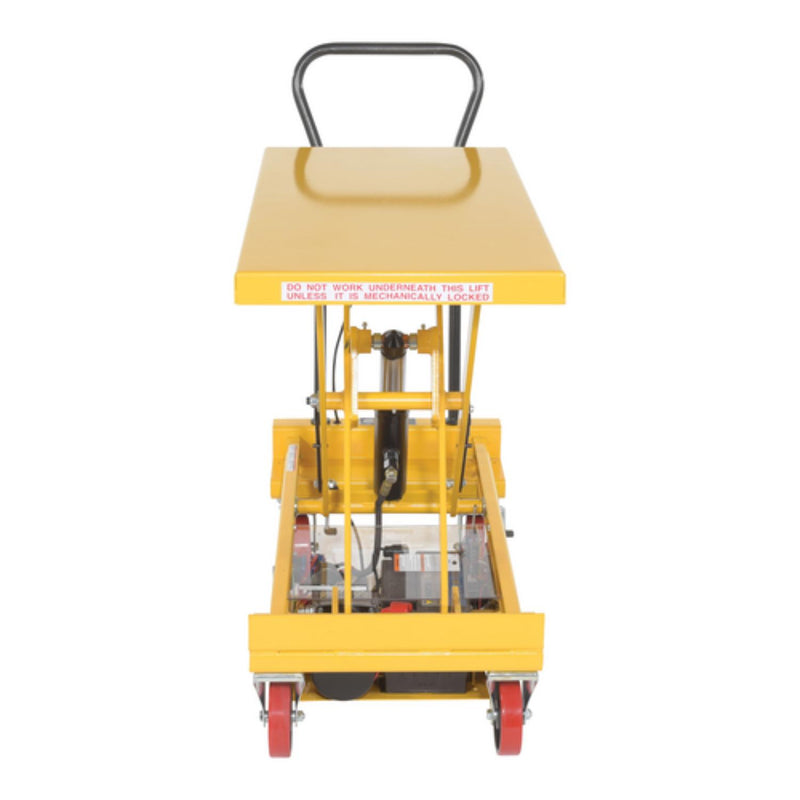 Vestil Steel DC Powered Hydraulic Single Scissor Cart 20-1/2 In. x 39-3/4 In. 1000 Lb. Capacity Yellow - CART-1000-DC